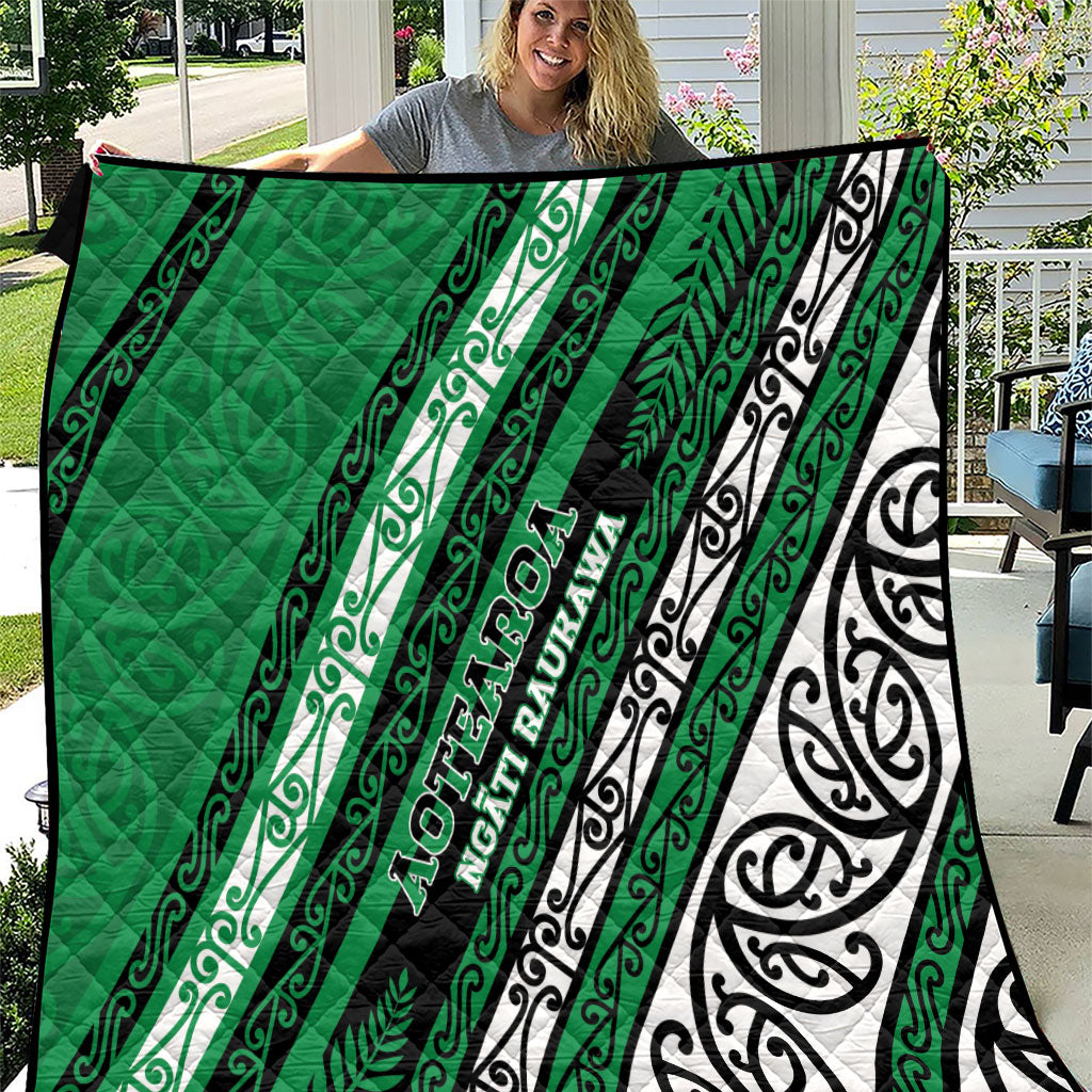 Aotearoa Ngati Raukawa Quilt New Zealand Maori Tribal Fern Pattern DT05 Green - Polynesian Pride