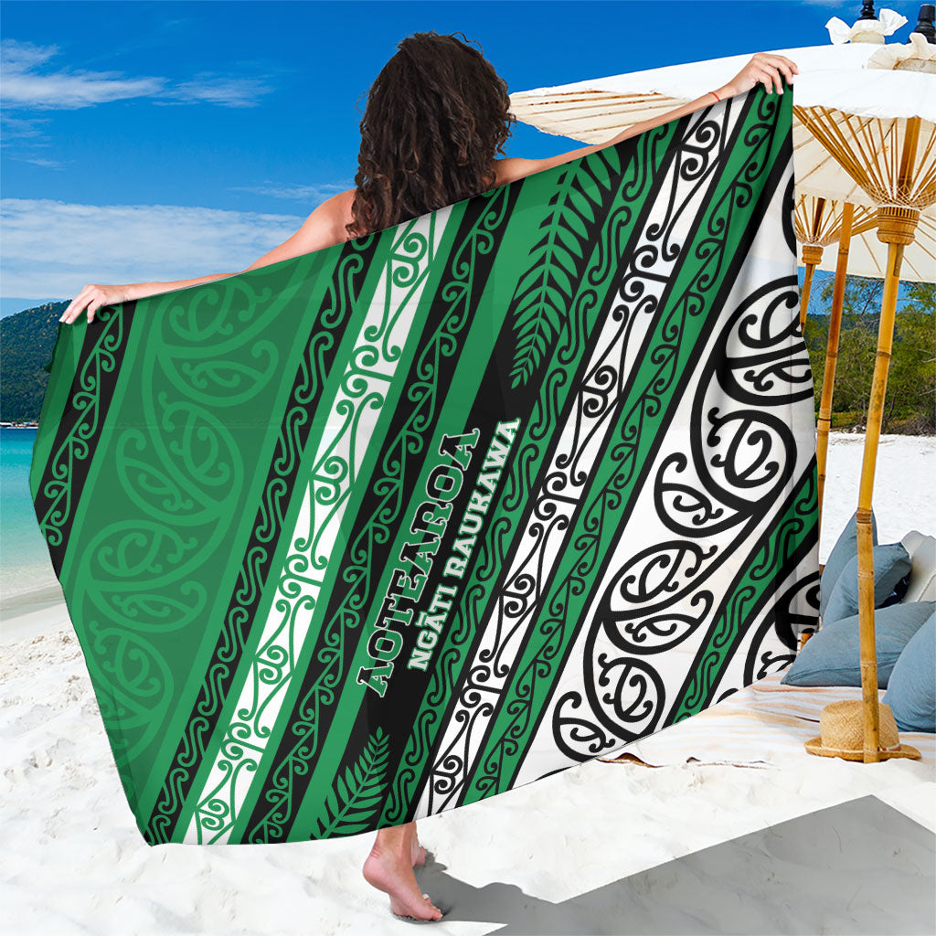Aotearoa Ngati Raukawa Sarong New Zealand Maori Tribal Fern Pattern DT05 One Size 44 x 66 inches Green - Polynesian Pride