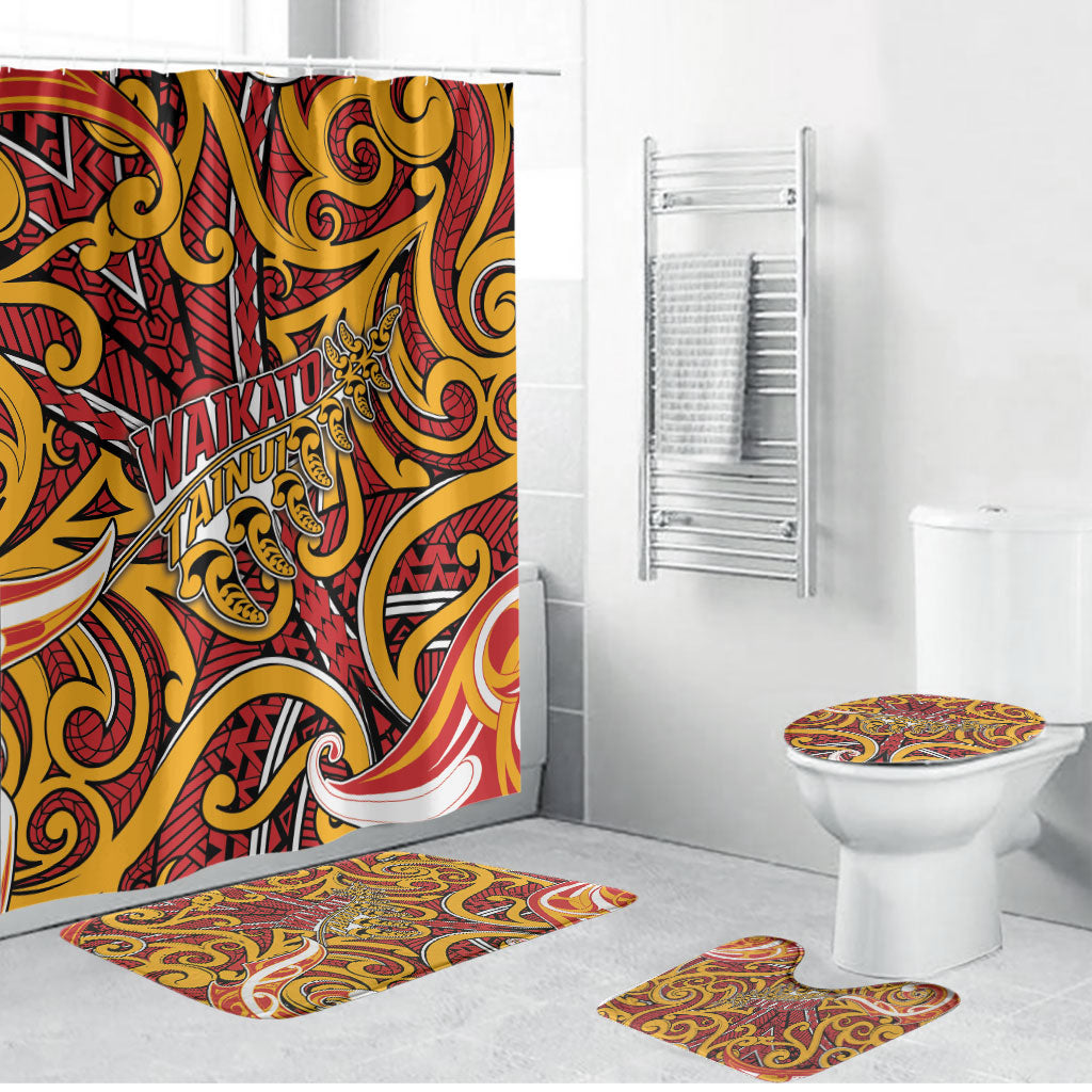 Aotearoa Waikato Tainui Bathroom Set Maori Tribal Pattern Koru Motif DT05 Bathroom Set (4 pcs) Yellow - Polynesian Pride