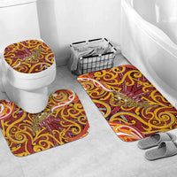 Aotearoa Waikato Tainui Bathroom Set Maori Tribal Pattern Koru Motif DT05 Mat Set Only (3 pcs) One Size Yellow - Polynesian Pride