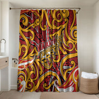 Aotearoa Waikato Tainui Bathroom Set Maori Tribal Pattern Koru Motif DT05 Shower Curtain Only Yellow - Polynesian Pride