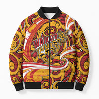 Custom Aotearoa Waikato Tainui Bomber Puffer Jacket Maori Tribal Pattern Koru Motif DT05 Unisex Yellow - Polynesian Pride