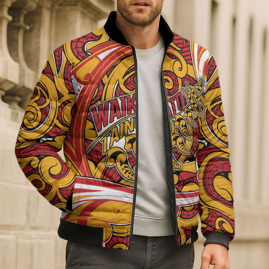 Custom Aotearoa Waikato Tainui Bomber Puffer Jacket Maori Tribal Pattern Koru Motif DT05 - Polynesian Pride