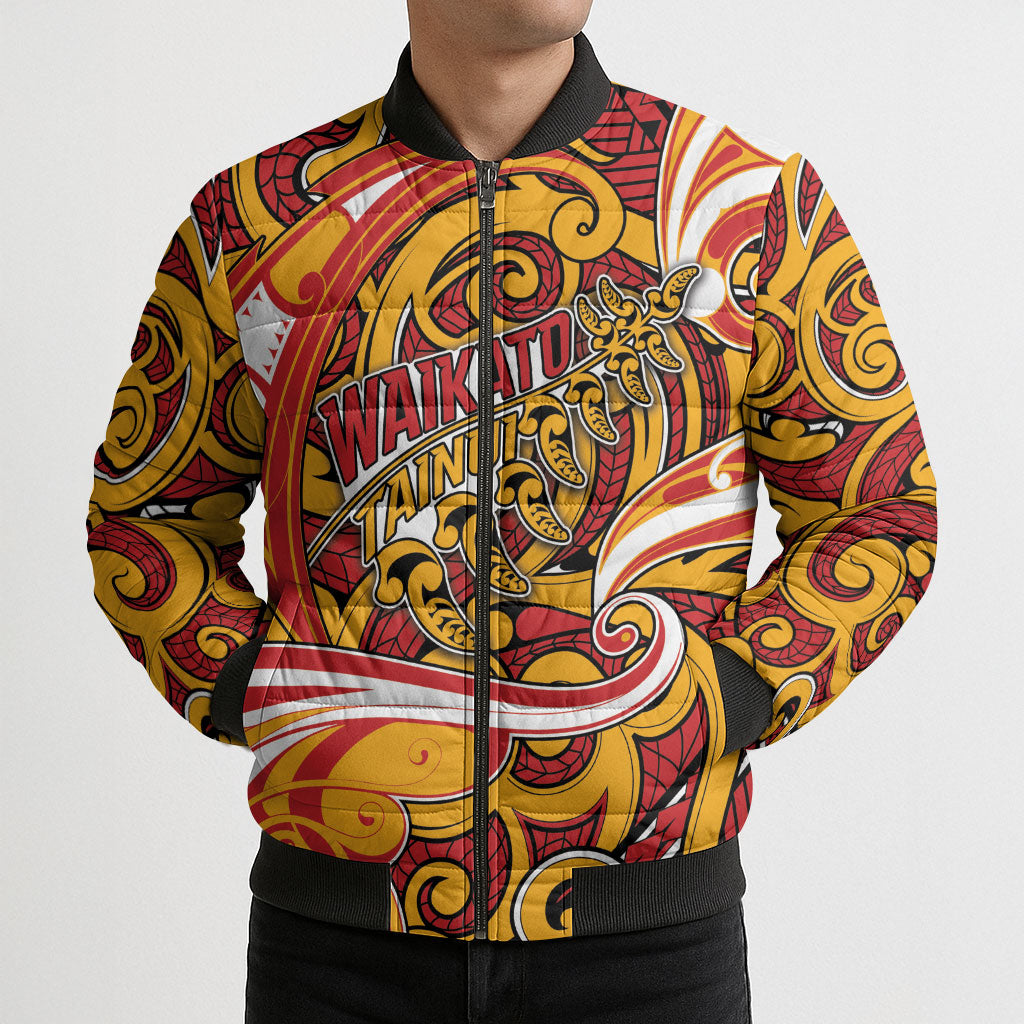 Custom Aotearoa Waikato Tainui Bomber Puffer Jacket Maori Tribal Pattern Koru Motif DT05 - Polynesian Pride