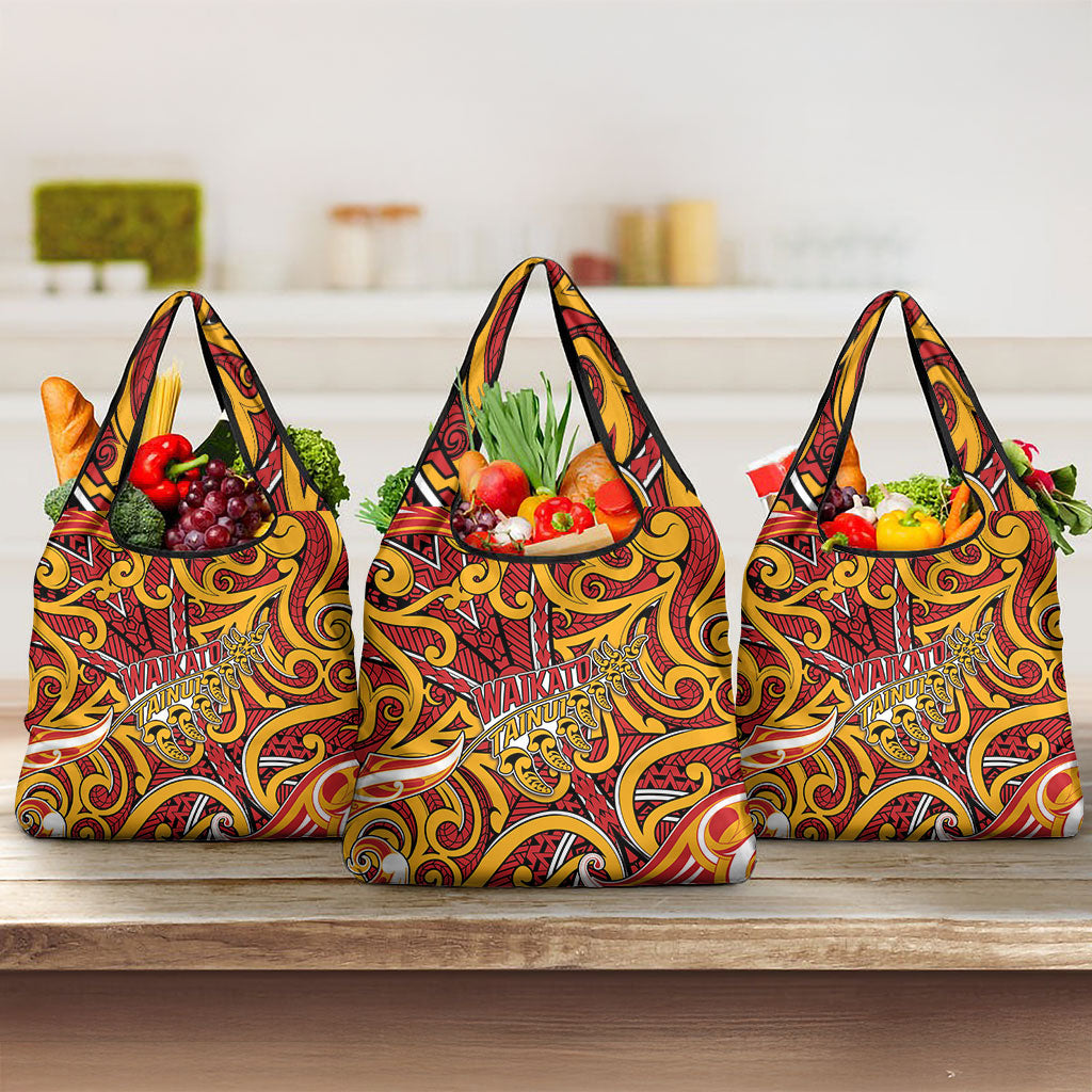 Aotearoa Waikato Tainui Grocery Bag Maori Tribal Pattern Koru Motif DT05 3-pack One Size Yellow - Polynesian Pride