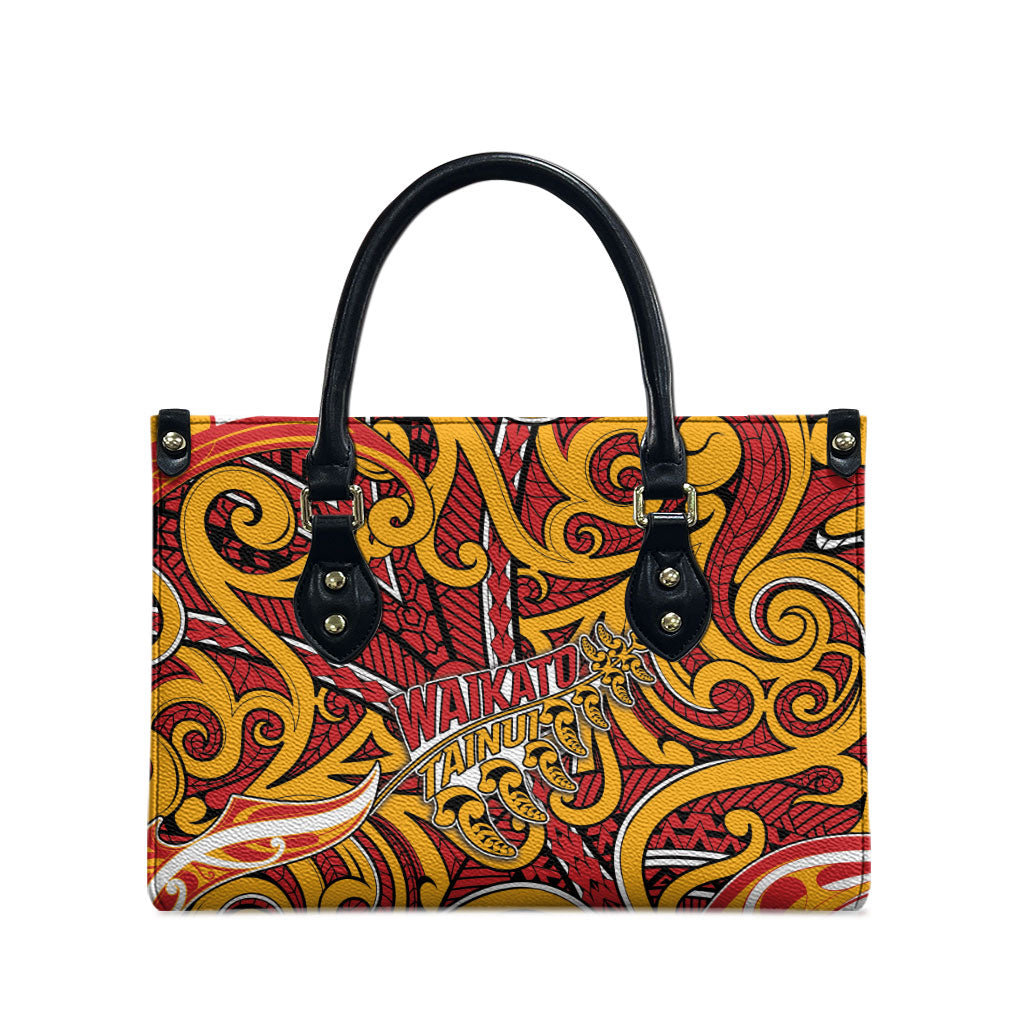 Aotearoa Waikato Tainui Leather Bag Maori Tribal Pattern Koru Motif DT05 - Polynesian Pride