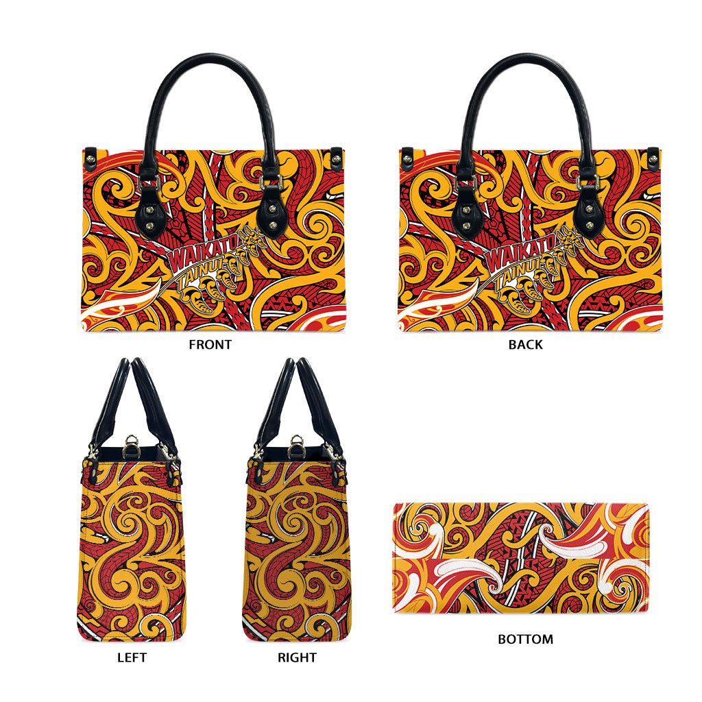Aotearoa Waikato Tainui Leather Bag Maori Tribal Pattern Koru Motif DT05 - Polynesian Pride
