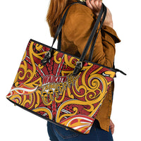 Aotearoa Waikato Tainui Leather Tote Bag Maori Tribal Pattern Koru Motif DT05 - Polynesian Pride
