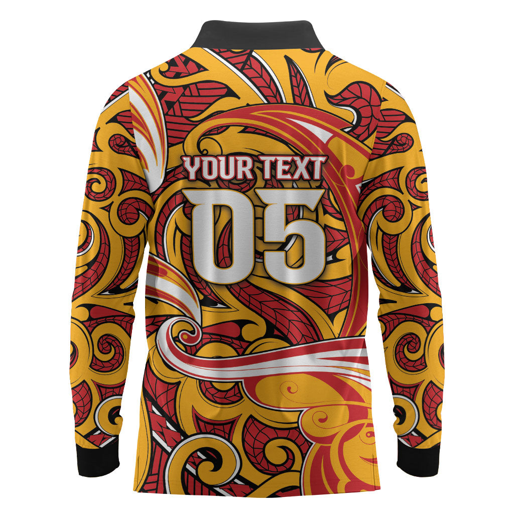Custom Aotearoa Waikato Tainui Long Sleeve Polo Shirt Maori Tribal Pattern Koru Motif DT05 - Polynesian Pride