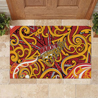 Aotearoa Waikato Tainui Rubber Doormat Maori Tribal Pattern Koru Motif DT05 Yellow - Polynesian Pride
