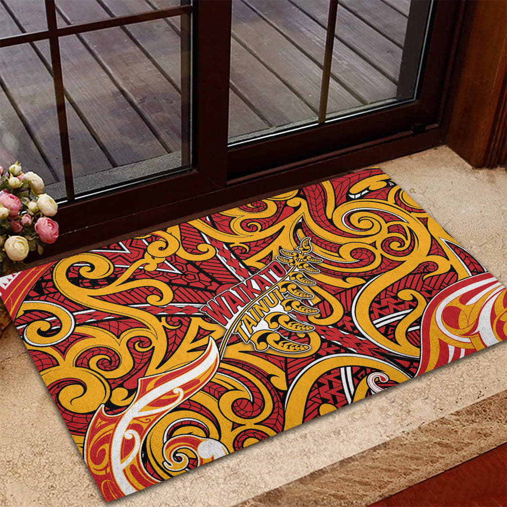 Aotearoa Waikato Tainui Rubber Doormat Maori Tribal Pattern Koru Motif DT05 - Polynesian Pride
