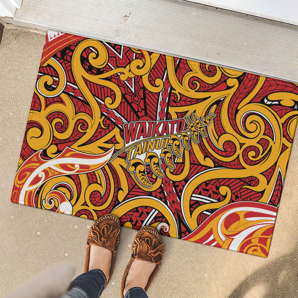 Aotearoa Waikato Tainui Rubber Doormat Maori Tribal Pattern Koru Motif DT05 - Polynesian Pride