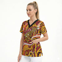 Custom Aotearoa Waikato Tainui Scrub Top Maori Tribal Pattern Koru Motif DT05 - Polynesian Pride