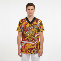 Custom Aotearoa Waikato Tainui Scrub Top Maori Tribal Pattern Koru Motif DT05 - Polynesian Pride