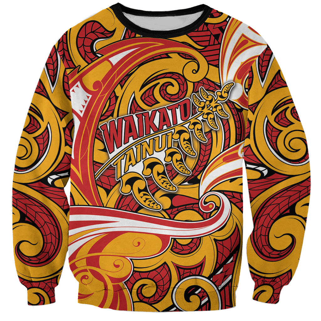 Custom Aotearoa Waikato Tainui Sweatshirt Maori Tribal Pattern Koru Motif DT05 Unisex Yellow - Polynesian Pride
