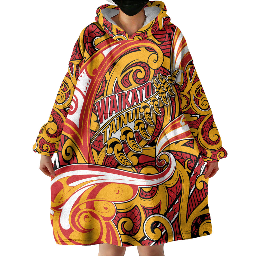 Custom Aotearoa Waikato Tainui Wearable Blanket Hoodie Maori Tribal Pattern Koru Motif DT05 - Polynesian Pride