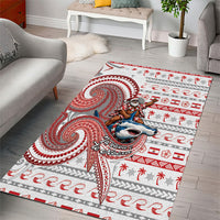 French Polynesian Christmas Area Rug Santa Riding Hammerhead Shark Tahitian DT05 - Polynesian Pride