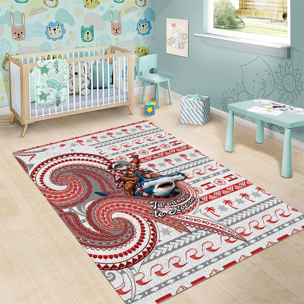 French Polynesian Christmas Area Rug Santa Riding Hammerhead Shark Tahitian DT05 - Polynesian Pride