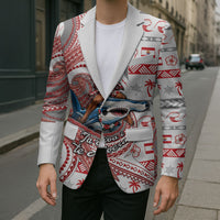 French Polynesian Christmas Blazer Santa Riding Hammerhead Shark Tahitian DT05 - Polynesian Pride
