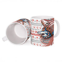 French Polynesian Christmas Ceramic Mug Santa Riding Hammerhead Shark Tahitian DT05 - Polynesian Pride
