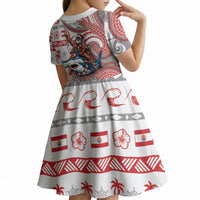 French Polynesian Christmas Kid Short Sleeve Dress Santa Riding Hammerhead Shark Tahitian DT05 - Polynesian Pride