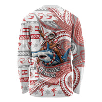 French Polynesian Christmas Long Sleeve Shirt Santa Riding Hammerhead Shark Tahitian DT05 - Polynesian Pride