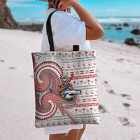 French Polynesian Christmas Tote Bag Santa Riding Hammerhead Shark Tahitian DT05 - Polynesian Pride