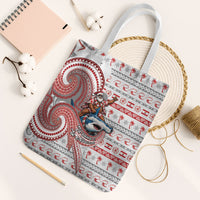 French Polynesian Christmas Tote Bag Santa Riding Hammerhead Shark Tahitian DT05 White Strap One Size White - Polynesian Pride