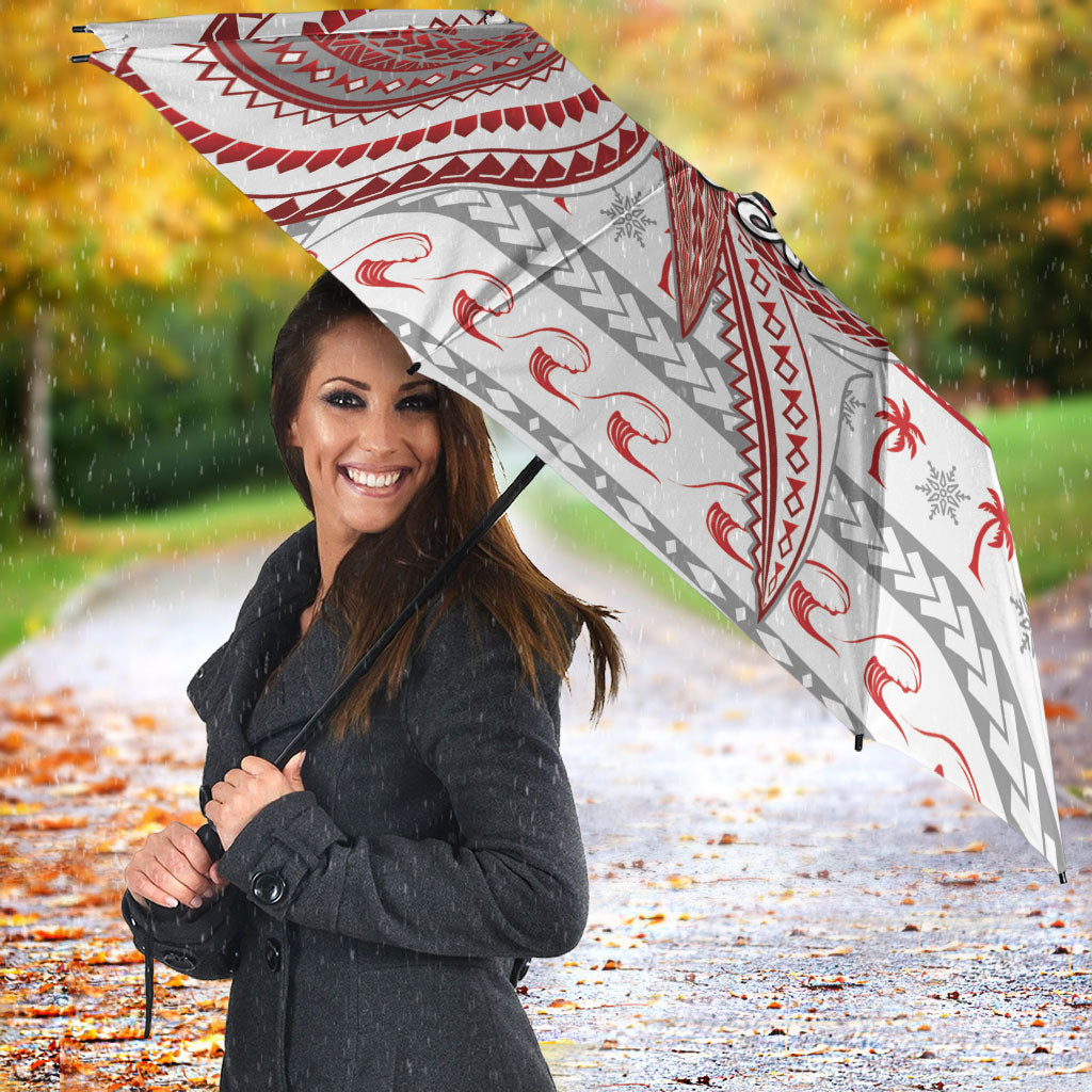 French Polynesian Christmas Umbrella Santa Riding Hammerhead Shark Tahitian DT05 - Polynesian Pride