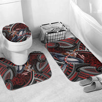Aotearoa Christmas Bathroom Set Santa Riding Humpback Whale Maori Koru DT05 Mat Set Only (3 pcs) One Size Red - Polynesian Pride