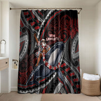 Aotearoa Christmas Bathroom Set Santa Riding Humpback Whale Maori Koru DT05 Shower Curtain Only Red - Polynesian Pride