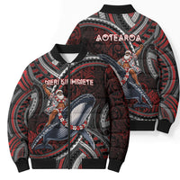Aotearoa Christmas Bomber Puffer Jacket Santa Riding Humpback Whale Maori Koru DT05 - Polynesian Pride