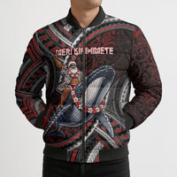 Aotearoa Christmas Bomber Puffer Jacket Santa Riding Humpback Whale Maori Koru DT05 - Polynesian Pride