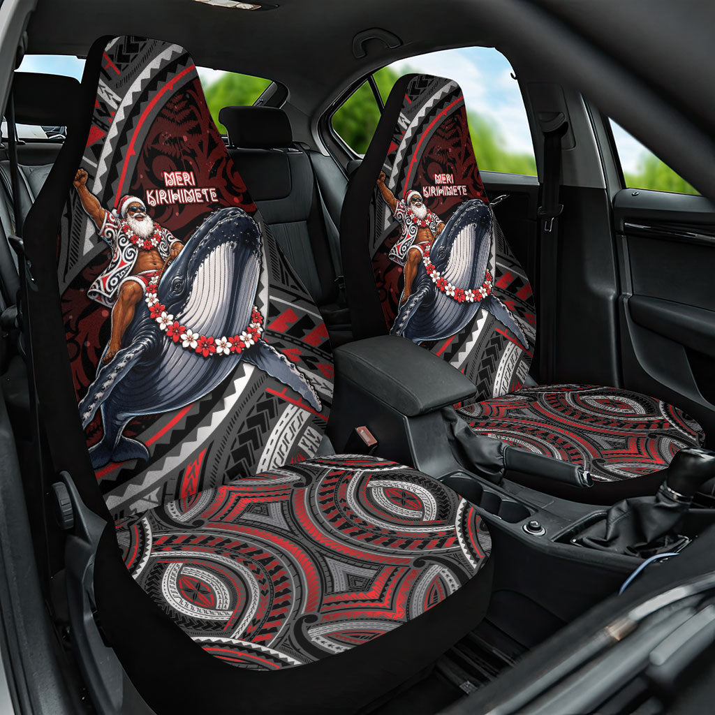 Aotearoa Christmas Car Seat Cover Santa Riding Humpback Whale Maori Koru DT05 One Size Red - Polynesian Pride