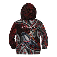 Aotearoa Christmas Kid Hoodie Santa Riding Humpback Whale Maori Koru DT05 - Polynesian Pride