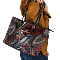 Aotearoa Christmas Leather Tote Bag Santa Riding Humpback Whale Maori Koru DT05 - Polynesian Pride