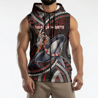 Aotearoa Christmas Sleeveless Zip Hoodie Santa Riding Humpback Whale Maori Koru DT05 - Polynesian Pride