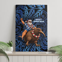 New Zealand Christmas Canvas Wall Art Santa Riding Kiwi Bird Silver Fern DT05 - Polynesian Pride