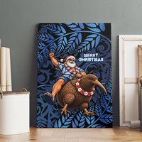 New Zealand Christmas Canvas Wall Art Santa Riding Kiwi Bird Silver Fern DT05 - Polynesian Pride