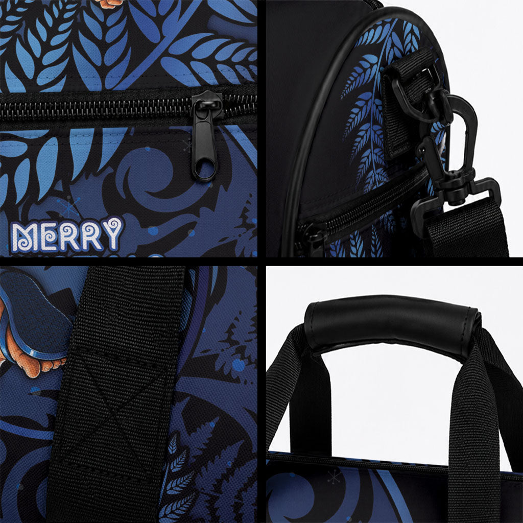 New Zealand Christmas Duffle Bag Santa Riding Kiwi Bird Silver Fern DT05 - Polynesian Pride