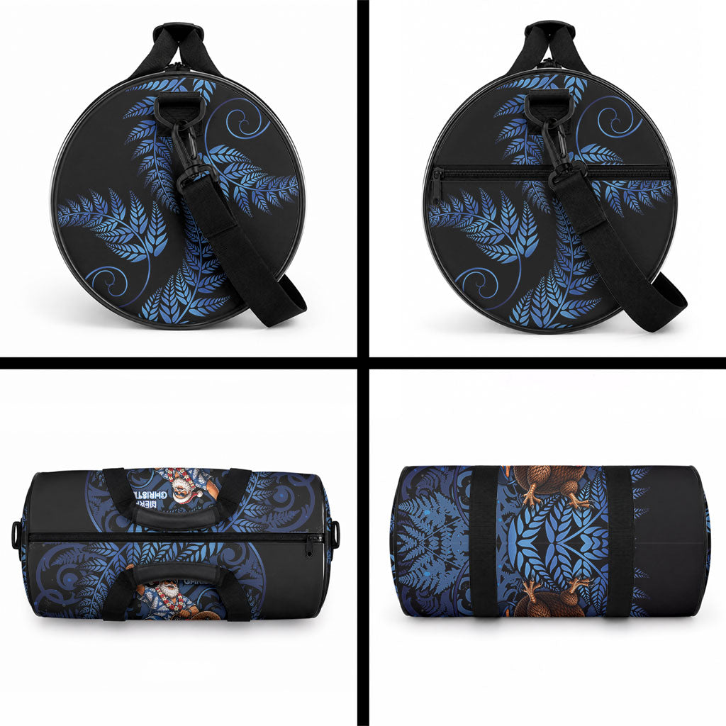 New Zealand Christmas Duffle Bag Santa Riding Kiwi Bird Silver Fern DT05 - Polynesian Pride