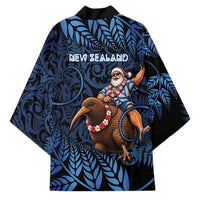 New Zealand Christmas Kimono Santa Riding Kiwi Bird Silver Fern DT05 - Polynesian Pride