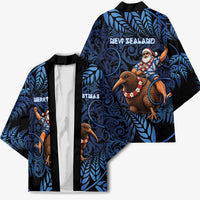 New Zealand Christmas Kimono Santa Riding Kiwi Bird Silver Fern DT05 - Polynesian Pride