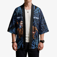 New Zealand Christmas Kimono Santa Riding Kiwi Bird Silver Fern DT05 - Polynesian Pride