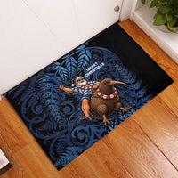 New Zealand Christmas Rubber Doormat Santa Riding Kiwi Bird Silver Fern DT05 - Polynesian Pride