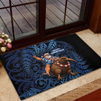 New Zealand Christmas Rubber Doormat Santa Riding Kiwi Bird Silver Fern DT05 - Polynesian Pride
