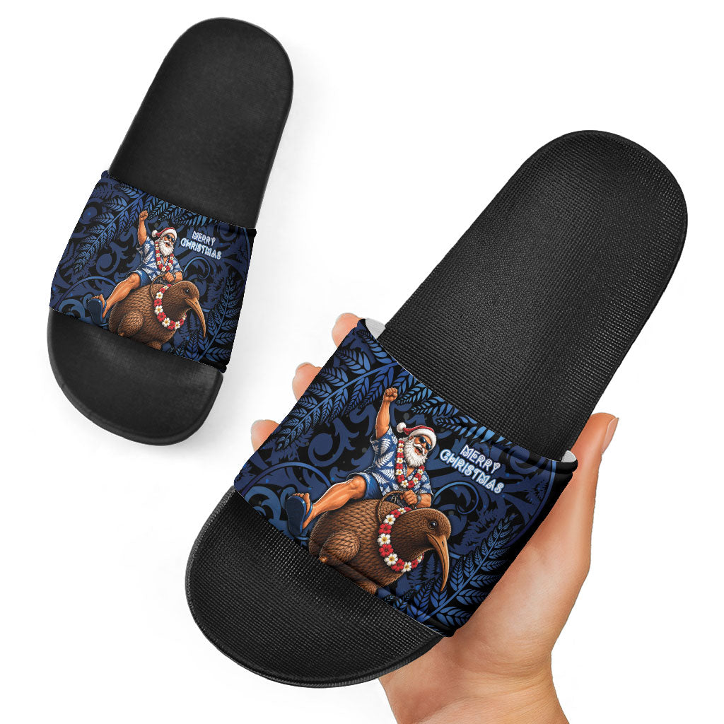 New Zealand Christmas Slide Sandals Santa Riding Kiwi Bird Silver Fern DT05 - Polynesian Pride