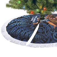 New Zealand Christmas Tree Skirt Santa Riding Kiwi Bird Silver Fern DT05 - Polynesian Pride