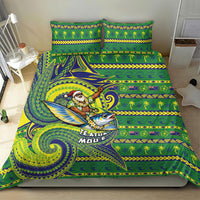 Cook Islands Christmas Bedding Set Santa Riding Flying Fish