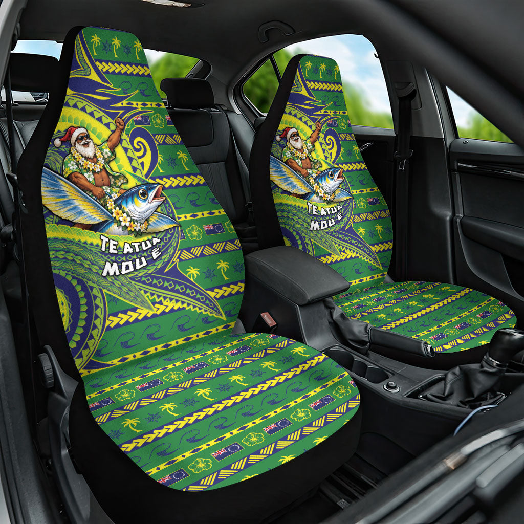 Cook Islands Christmas Car Seat Cover Santa Riding Flying Fish DT05 One Size Green - Polynesian Pride